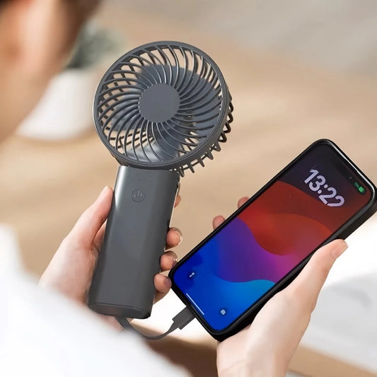 2-In-1 Portable High-Speed Cooling Mini Fan with Power Bank, Foldable Table Fan