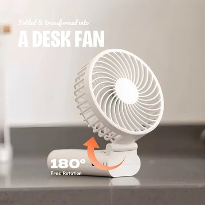 2-In-1 Portable High-Speed Cooling Mini Fan with Power Bank, Foldable Table Fan